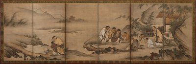 風景：竹林の七賢、桃山時代、1568-1615。 作： Unbekannt