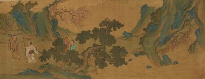 17世紀、明または清王朝の山に道教の仙人がいる風景。 作： Unbekannt