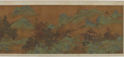 建物と旅行者のいる風景、17 世紀。 作： Unbekannt
