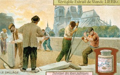 パリの通り、c1900で舗装スラブを敷設 作： Unbekannt