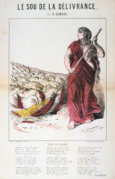 Le Sou de la Delivranceの風刺画と歌のシート、普仏戦争、1870年から1871年 作： Unbekannt