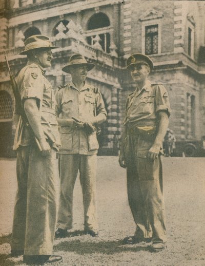 1945年5月3日、1945年5月3日の都市崩壊後、ビルマキャンペーンの指導者たちがラングーンで会合 作： Unbekannt