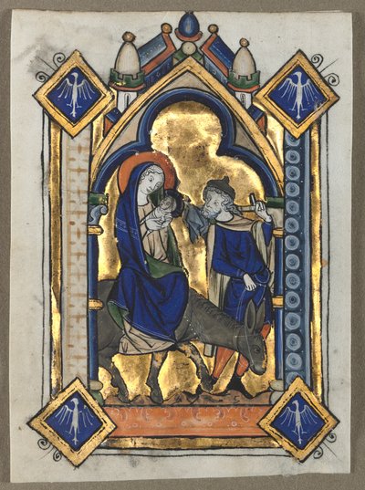 詩篇から切り取られた葉：エジプトへの逃避、c。 1260。 作： Unbekannt