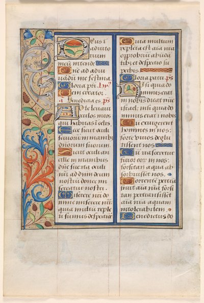 ブックのリーフ：イラスト付きの境界線のあるテキスト、c。 1510。 作： Unbekannt