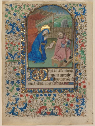 ブック・オブ・アワーズからの葉：キリスト降誕レクト、c。 1430年。 作： Unbekannt