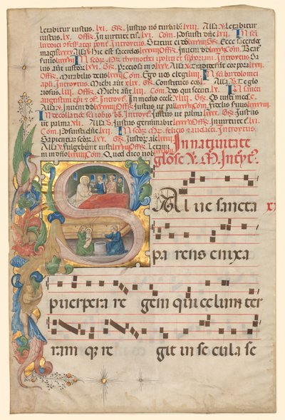 漸進的な葉っぱ：歴史的イニシャルS [alve Sancta Parens] ...、c。 1420-1450。 作： Unbekannt
