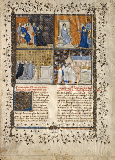 Valerius Maximus の写本からの葉、フランス語、約。 1380-90。 作： Unbekannt