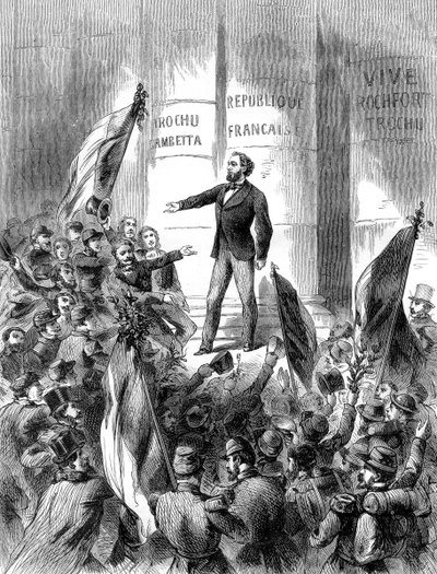 1870年9月4日、フランス共和国を宣言するレオンガンベッタ1882-1884 作： Unbekannt