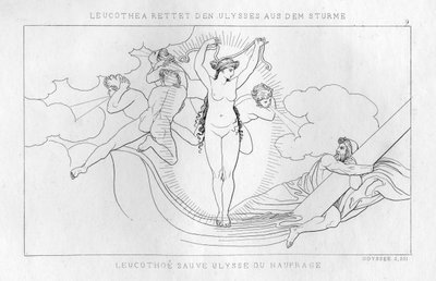 海の神レウコテアが嵐の中でオデュッセウスを救う、c1833 作： Unbekannt