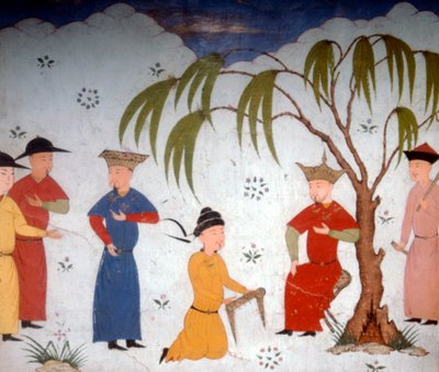 Li-ta-chih と Maksun、Uljaytu に歴史書を贈呈、14 ～ 15 世紀 作： Unbekannt