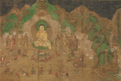 ブッダの生涯: ビンビサーラ王の回心、15 世紀初頭。 作： Unbekannt