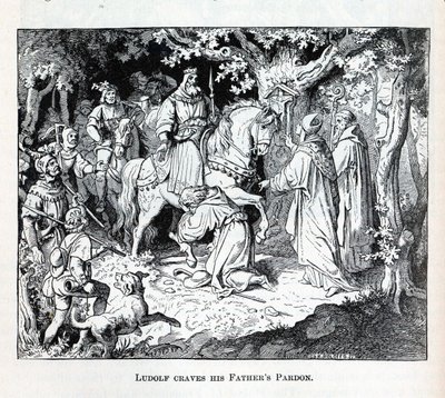 リウドルフは父親の恩赦を切望し、1882年 作： Unbekannt
