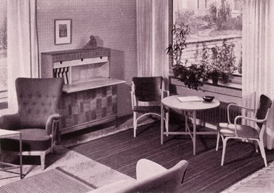 1949年にAB Svenska Mobelfabrikernaによって製造された、Carl-Axel Ackingのリビングルーム用家具。 作： Unbekannt