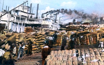 船、メンフィス、テネシー州、米国、c1900年代への綿の積み込み 作： Unbekannt