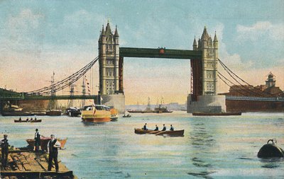 ロンドン-タワーブリッジ、1908年。 作： Unbekannt