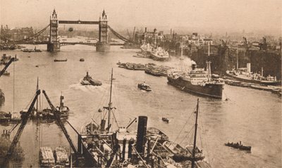 ロンドン-タワーブリッジとプール、c1910 作： Unbekannt