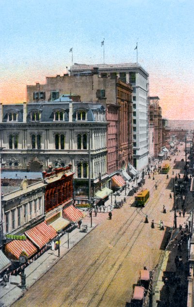 米国オレゴン州ポートランドのサードストリートに沿って北を見ると、c1900年代 作： Unbekannt