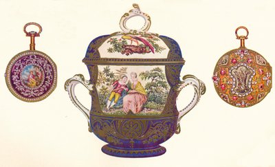 ルイ16世。ゴールドリピーター、1770年頃、古いチェルシー磁器のポーリンガーとカバー、1710年頃、1903年 作： Unbekannt