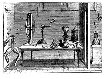 ルイージ・ガルバニスによる電気実験、1791年 作： Unbekannt