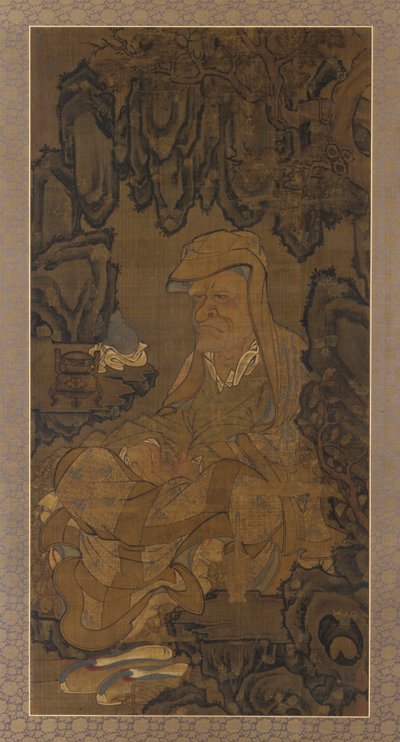 石窟で瞑想する羅漢、1345年。 作： Unbekannt