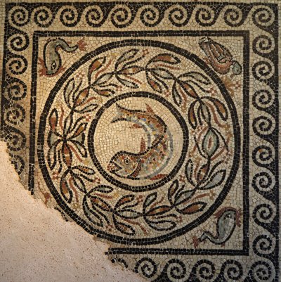 リヨン、オーヴェルニュ地方、ローヌ・アルプ、ローヌ県 69000
1967年に発見されたChoulansのモザイク。魚を表現する 作： Unbekannt