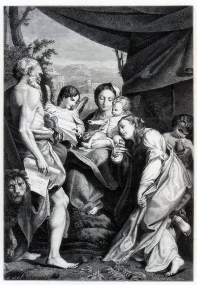 聖ジェロームとメアリーマグダーレンの日を持つマドンナと子供、1552〜1528年1870年 作： Unbekannt