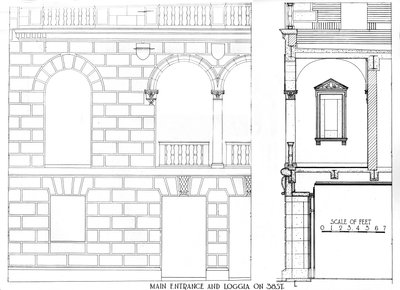 1924年ニューヨーク市、フラタニティクラブビルディング、38ストリートの正面玄関とロッジア 作： Unbekannt
