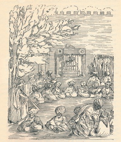 1826年、1912年、ボルヌのシェイクによって受け入れられたデンハン少佐とその党 作： Unbekannt