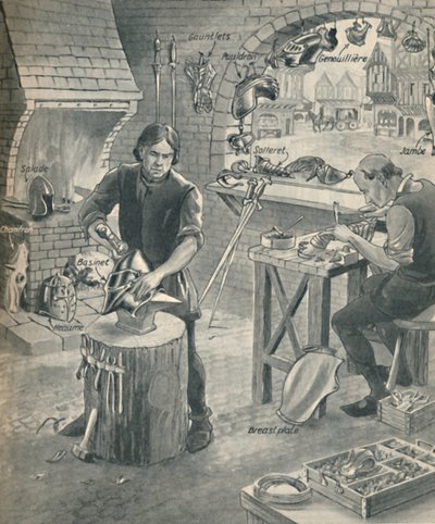 旧騎士団の鎧を作る、c1934 作： Unbekannt