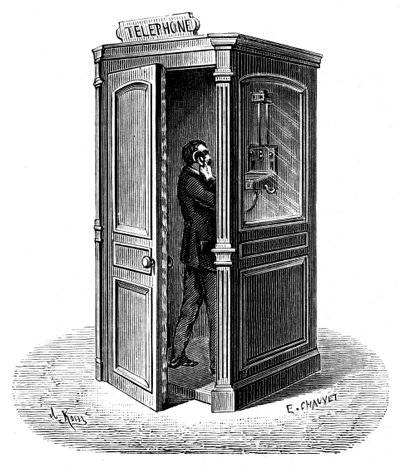 電話ボックスから電話をかける、1888 作： Unbekannt