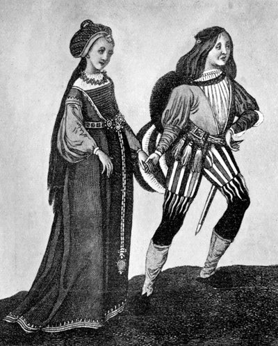 男性と女性の衣装、15〜16世紀初頭、1910年 作： Unbekannt