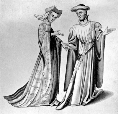 男性と女性のドレス、14世紀後半〜15世紀初頭、1910年 作： Unbekannt