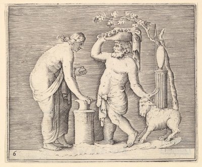 男と女が山羊を犠牲にして、ca。 1599-1622。 作： Unbekannt
