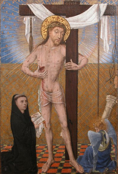 Man of Sorrows with Kneeling Donor、15世紀第4四半期、モダンなアドオン。 作： Unbekannt