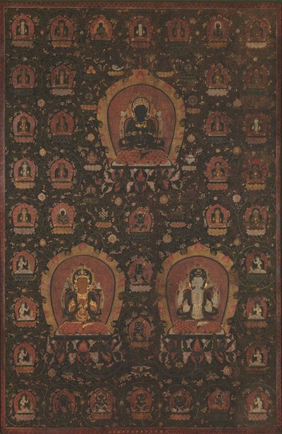 Vajradhara、Manjushri、Shadakshari-Lokeshwar の曼荼羅、1479 年。 作： Unbekannt