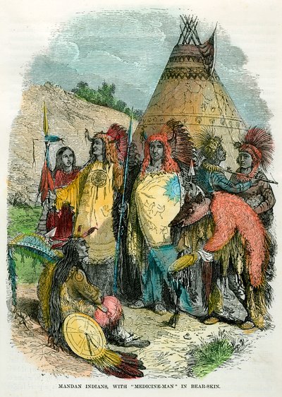 マンダンインディアン、クマの皮の薬の男、c1875 作： Unbekannt
