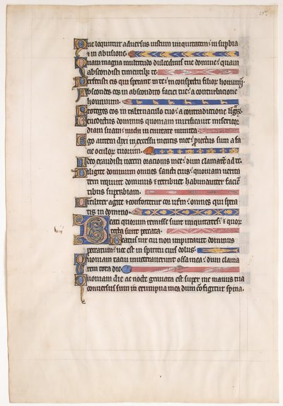 Royal Psalter の写本の葉、13 世紀。 作： Unbekannt