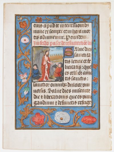 Book of Hoursからの復活を伴う原稿の葉1500。 作： Unbekannt