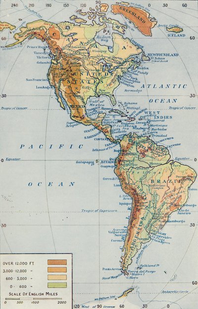 地図-アメリカ大陸、1916 作： Unbekannt