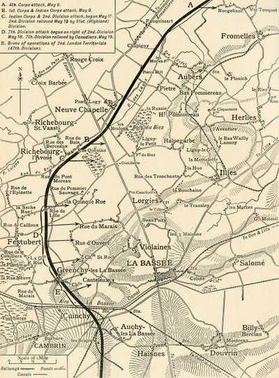 第一次陸軍の作戦を説明する地図...、第一次世界大戦、1915、c1920。 作： Unbekannt