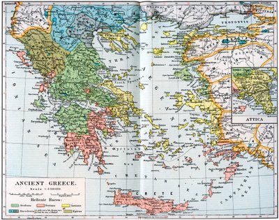 古代ギリシャの地図、1902年 作： Unbekannt