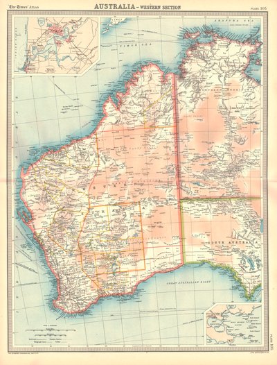 オーストラリアの地図-西部 作： Unbekannt