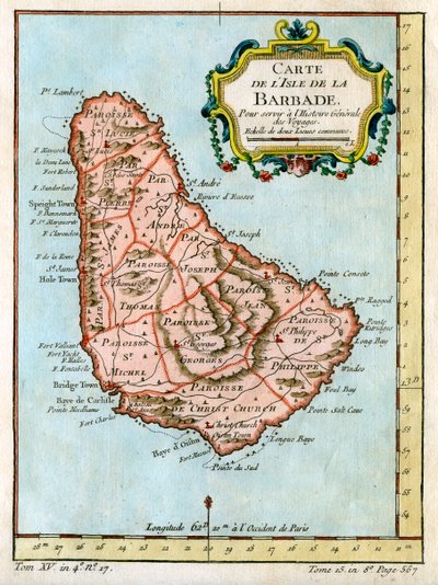 バルバドスの地図、c1758 作： Unbekannt