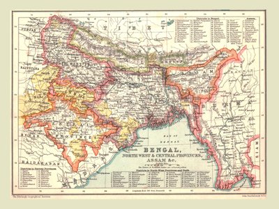 ベンガル、北西州と中央州、アッサム、1902年の地図。 作： Unbekannt
