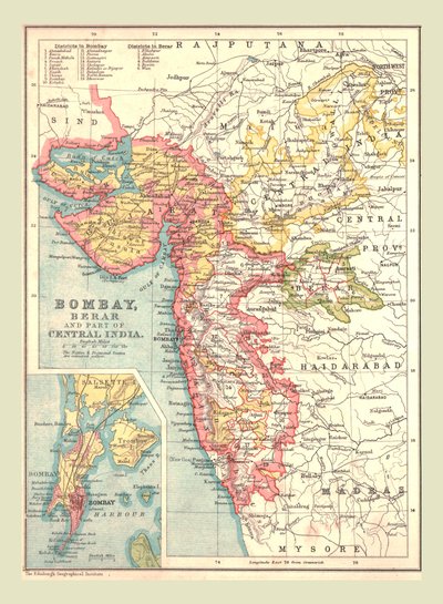 ボンベイ、ベラル、および中央インドの一部、1902年の地図。 作： Unbekannt