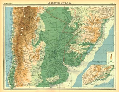 チリ、アルゼンチンなどの地図 作： Unbekannt