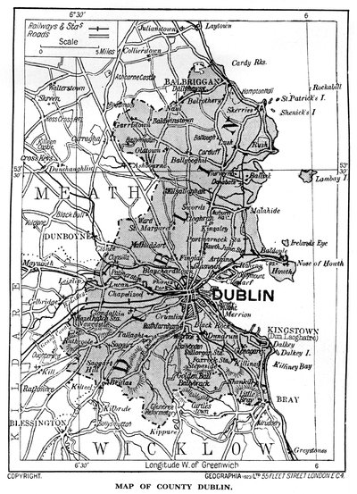 アイルランド、ダブリン州の地図、1924-1926年 作： Unbekannt