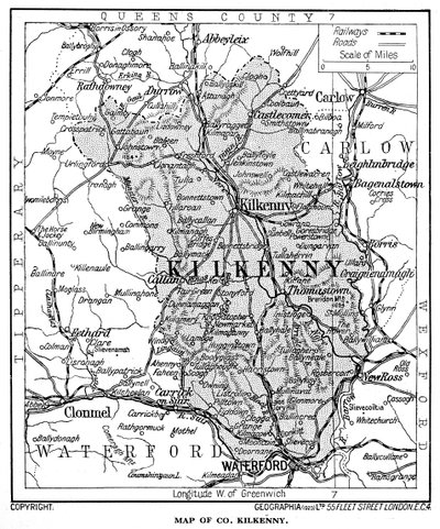 キルケニー州の地図、アイルランド、1924-1926年 作： Unbekannt