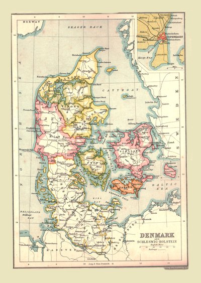 デンマークの地図、1902年。 作： Unbekannt