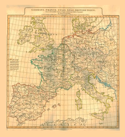 ヨーロッパの地図、1821年。 作： Unbekannt